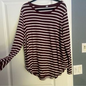 Maroon striped tunic sweater